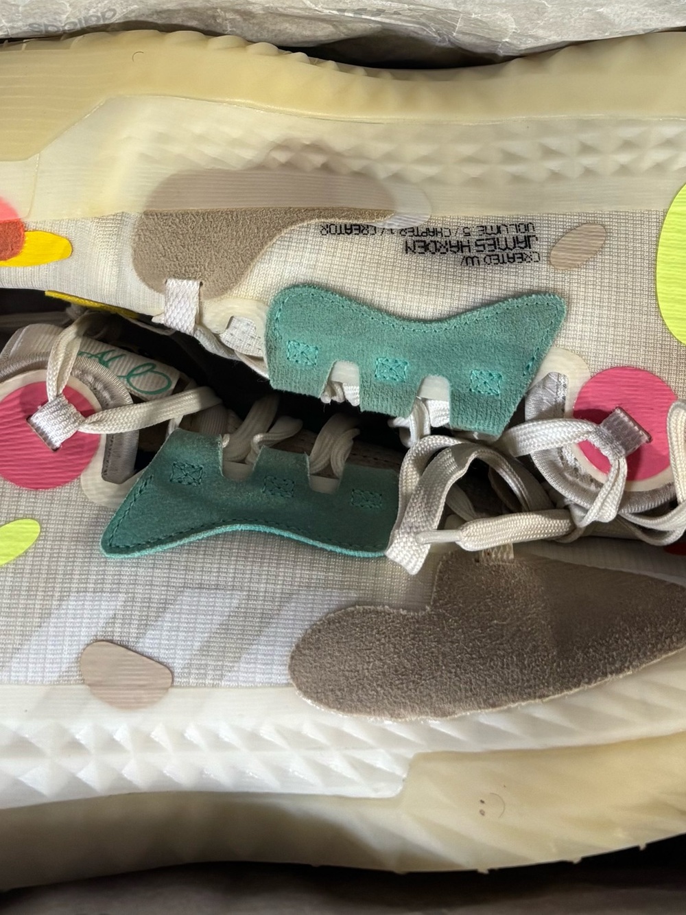 James harden Adidas Men White Sneakers with Mint, Pink & Yellow Accents